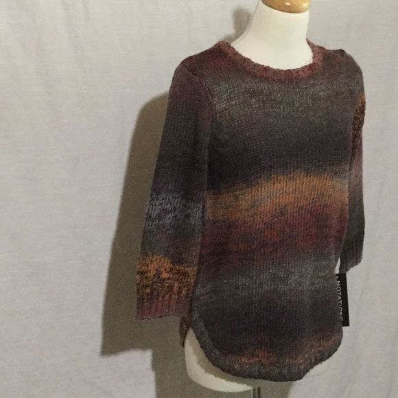 Notations Petite Sweater 3/4 Sleeves Earth Tones - Picture 2 of 7